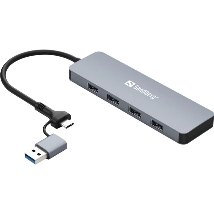 Sandberg USB-C/A Hub med flere USB-porter (2xUSB-A + 2xUSB-C, 4xUSB-A), 1 Stykk, SEN-587