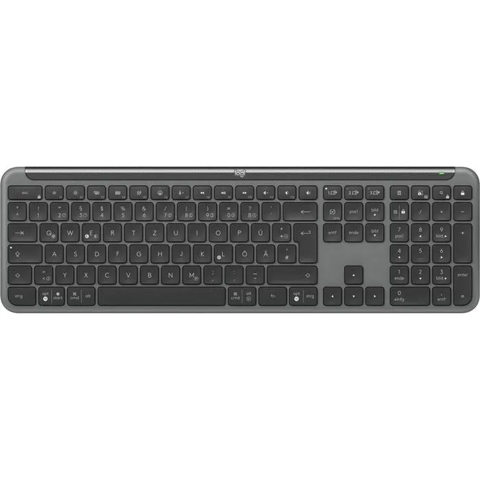 Logitech K950 Signature Slim Keyboard, White & Graphite, US International, Nordic & German, 1 Stykk, SEN-705