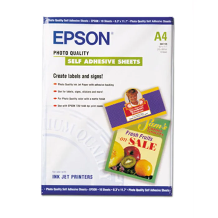 Epson Fotopapir A4 – Selvklebende, 167g/m2 (EPSS041106, 1 Eske)