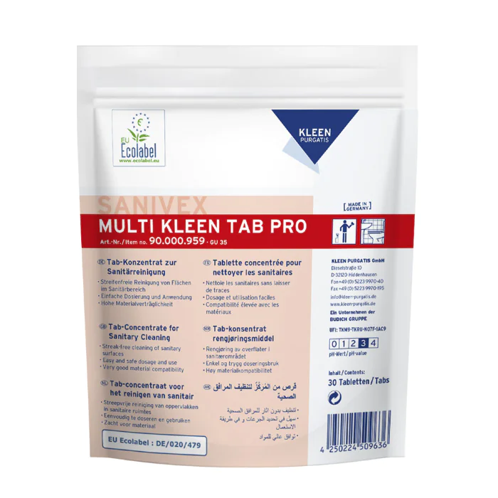Kleen Purgatis Sanivex Multi Kleen Tab Pro, sanitærrensefliker, 16 x 30 Stykk, SFM-0790P