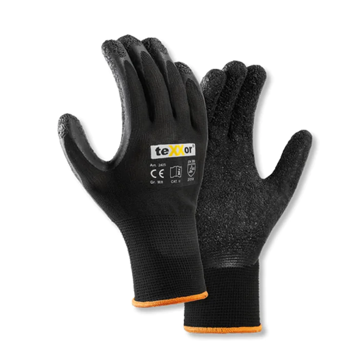 teXXor polyesterstrikkede hansker 2425, lateks, 10 x 12 par, SFM-1097P