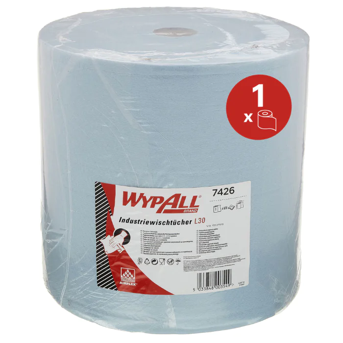 Kimberly Clark WypAll L30 industritørkepapir 7426, 3-lags, ekstra bred, rull, blå, 1 x 1 rull, SFM-TK7426