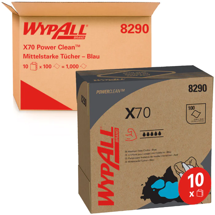 Kimberly Clark WypAll X70 vindusviskere 8290, 1-lags, boks, blå, 10 x 100 Stykk, SFM-TK8290