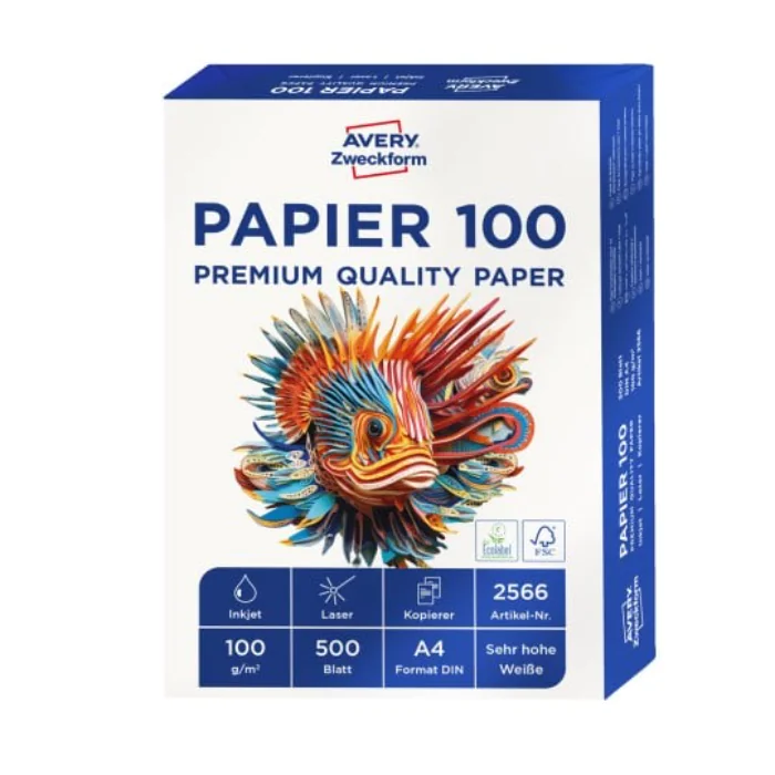 Avery Utskrifts- og Kopipapir – Høy Kvalitet ( 2566, Hvit, 4 Ream, A4 )