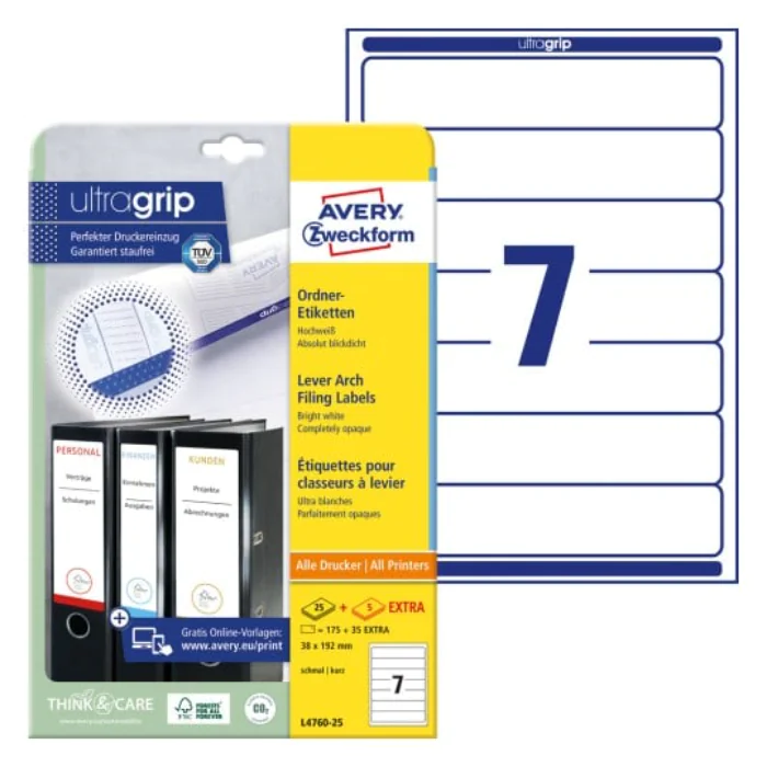 Avery L4760-25 Etiketter for permer 192 x 38 mm hvit