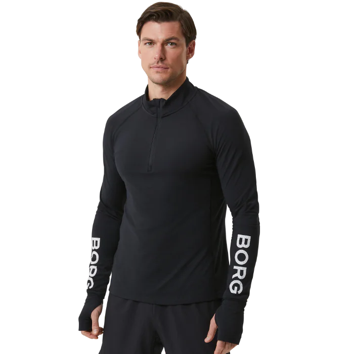 Björn Borg Half Zip Sweat, Herre, Svart, Størrelse S-XXL, SBG-1001904