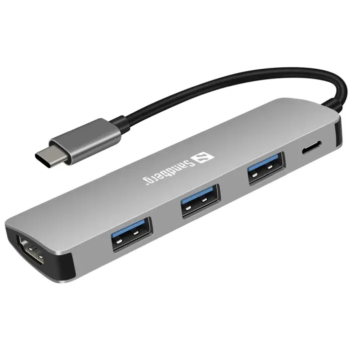 Sandberg USB-C Mini Dock – HDMI og 3 USB-porter (SDG136-32, 1 Eske)