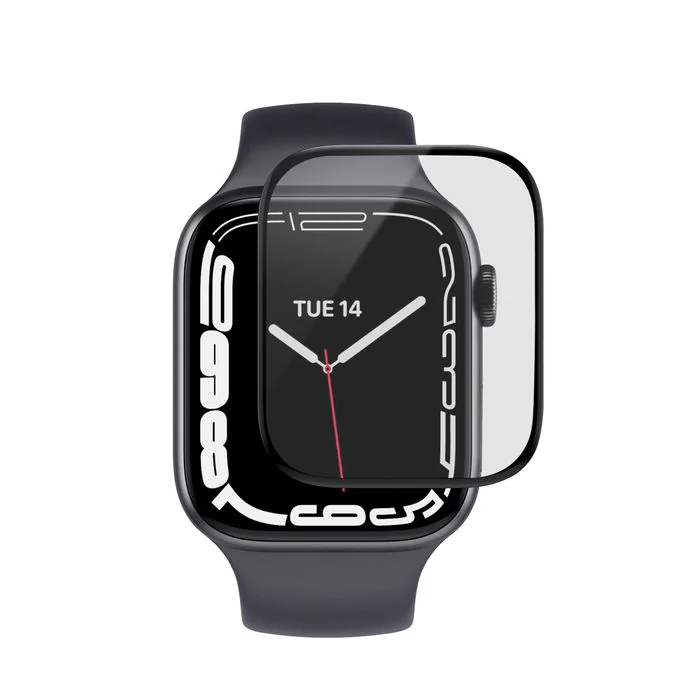eSTUFF Titan Shield Fleksibel Hybrid Glass Skjermbeskytter for Apple Watch Series 7/8 41mm - Klar/Svart, 1 Stykk, SEN-W127249571