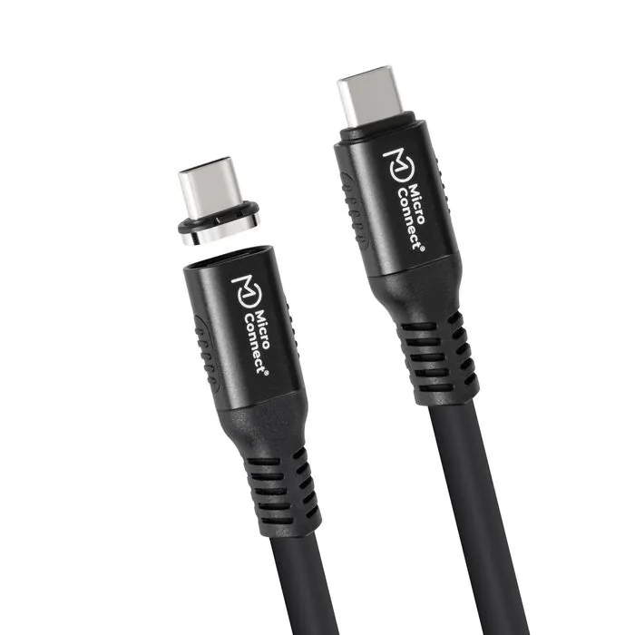 MicroConnect Premium USB4 Magnetisk Kabel, 20-40Gbps, 240W, 4K-8K, 0.5-2m, Svart, 1 Stykk, SEN-949