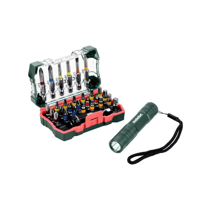 Metabo Skrubits-sett – 29 Deler, Inkludert Lommelykt ( 626721000, 1 Boks )