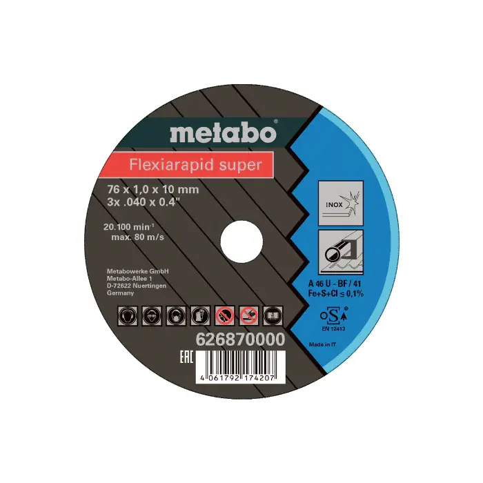 Metabo Flexiarapid Super Inox – Høyeffekts Kappeskiver, 1 Boks, SME-172-A