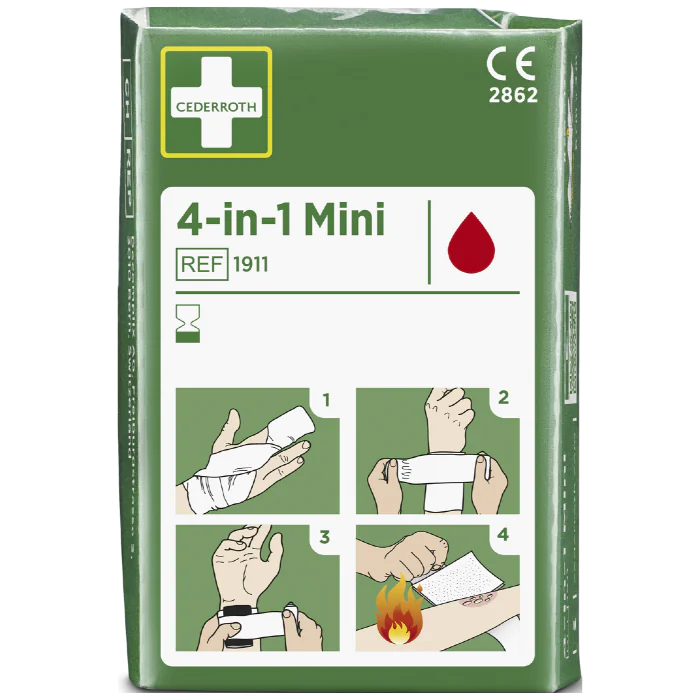 Cederroth Blodstopper – Steril, 4-i-1 Funksjoner (077100667, 1 Boks)