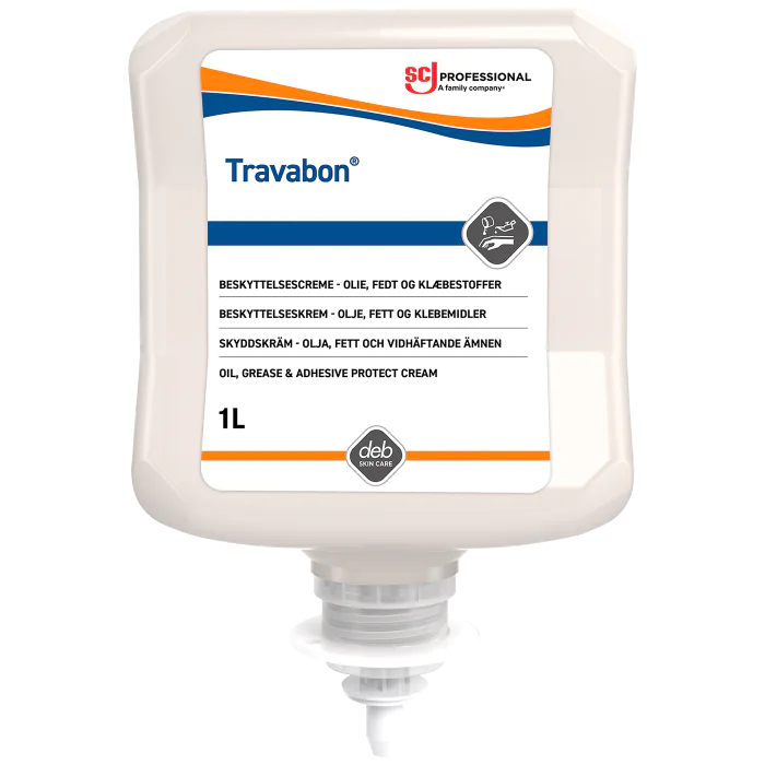 Deb Travabon Hudbeskyttelseskrem – Beskytter mot olje og fett (114303202, 1 Boks)