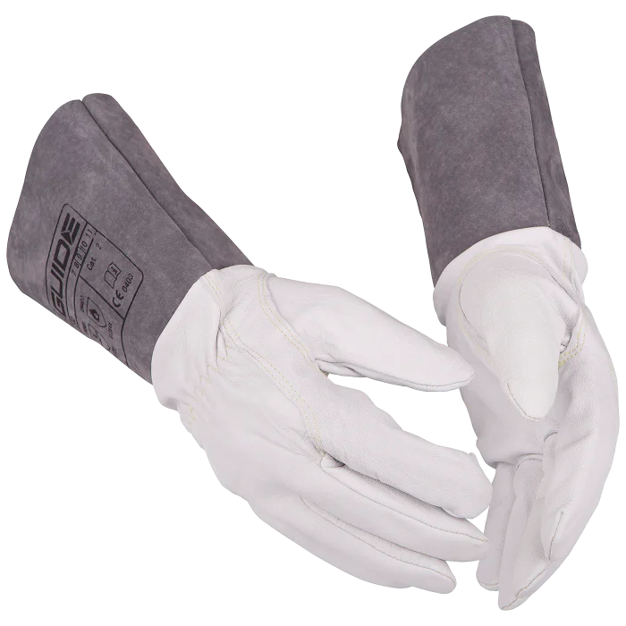 Guide Sveisehanske – Høy behendighet og varmebeskyttelse (Grå/Hvit, 12 Par, Størrelser 7–11), SSK-138