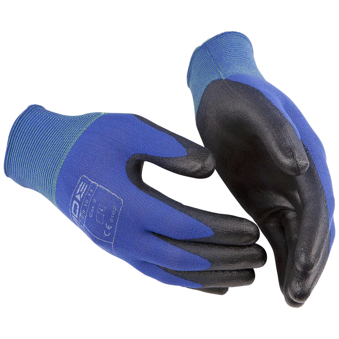 Guide Arbeidshanske – Høy fingerfølelse (12 Par, Blå/Svart, Størrelser 5–11), SSK-424