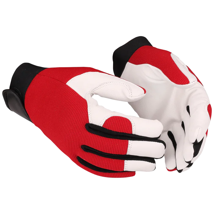 Guide Arbeidshanske – Arbeidshansker, 12 Par, Rød/Hvit, størrelse 7–12, SSK-194