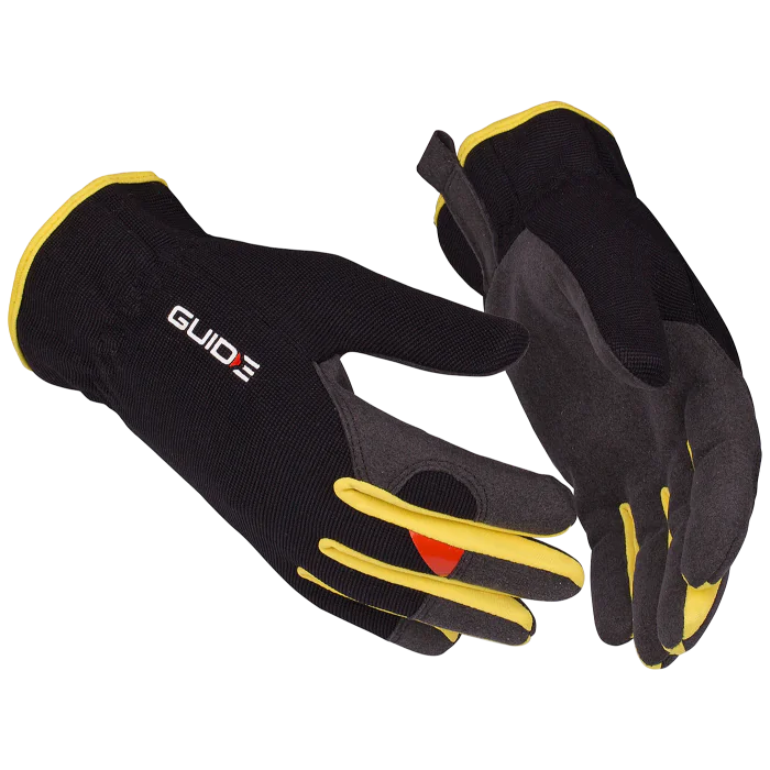 Guide Arbeidshanske – Fleksibel (Svart/Gul, 6 Par, Størrelse 7–11), SSK-211