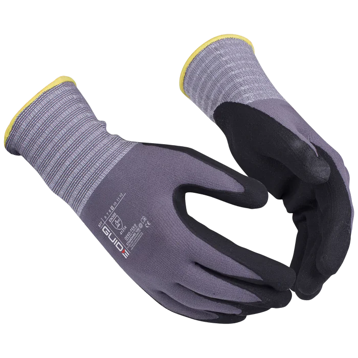 Guide Arbeidshansker – Grå/Svart, 12 par, Størrelser 6–12, SSK-450