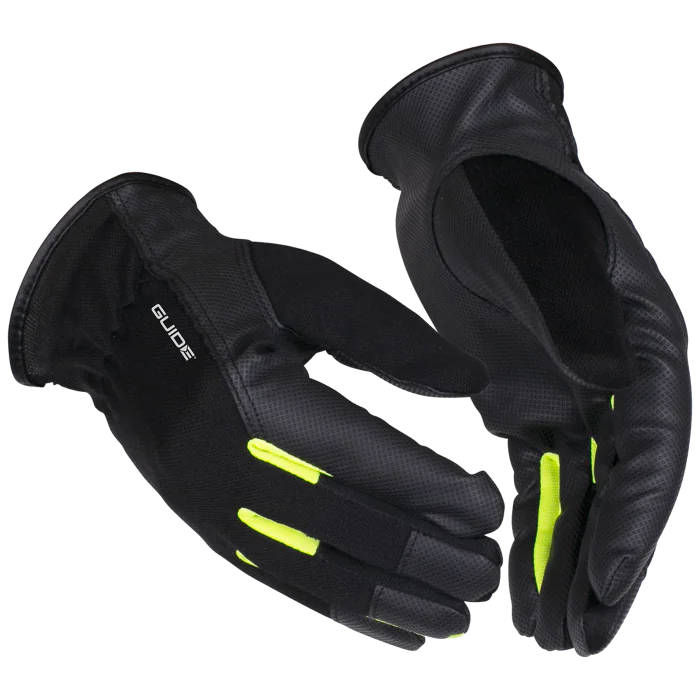 Guide Arbeidshanske – Tynn, Godt Grep (Svart, 12 Par, Størrelse 6–11), SSK-047