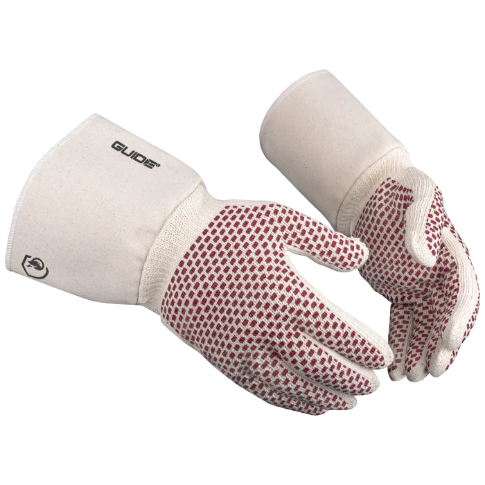 Guide Varmebeskyttelseshanske – Høy slitestyrke (223590442, Hvit/Rød, 6 Par, størrelse-10)