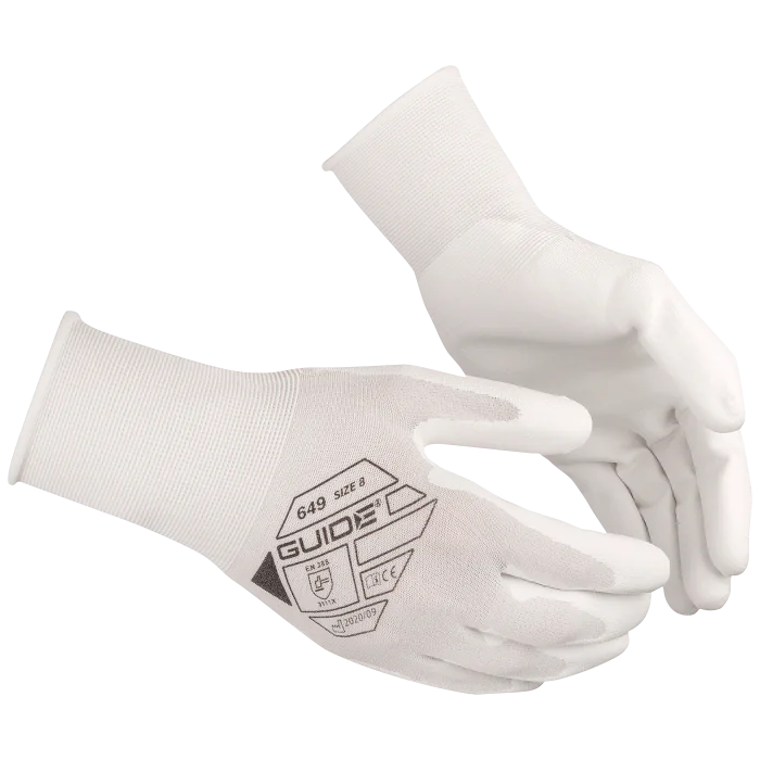 Guide Arbeidshanske – Tynn Hvit Arbeidshansker (12 Par, Størrelser 5–11), SSK-308