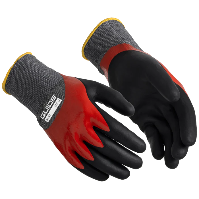 Guide Hanske – Vannavstøtende, Høy Slitestyrke (Svart/Rød, 6 Par, Størrelse 7–11), SSK-027