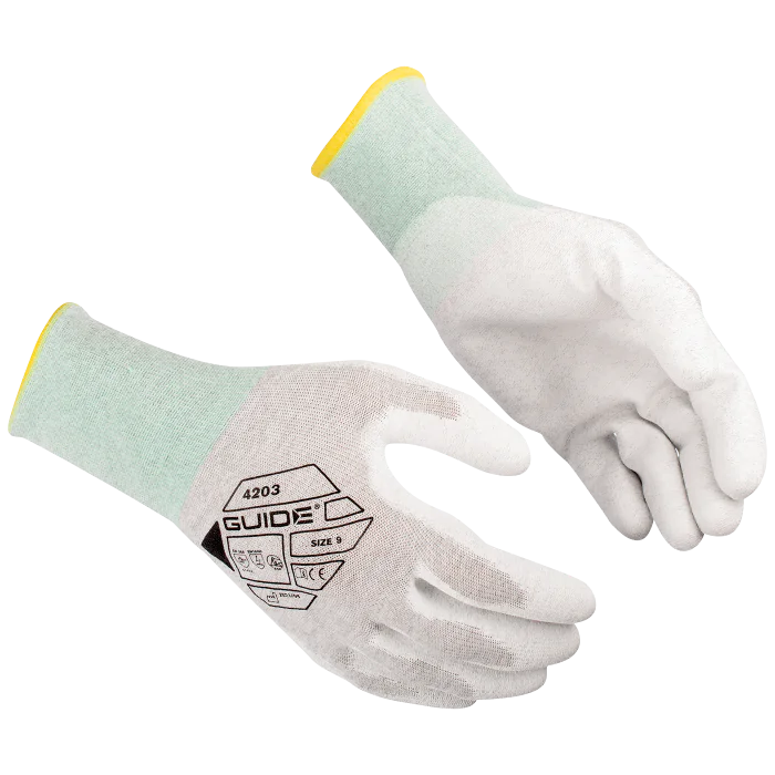 Guide ESD-hanske – Hvit, 6 Par, Størrelser 5–11, SSK-467