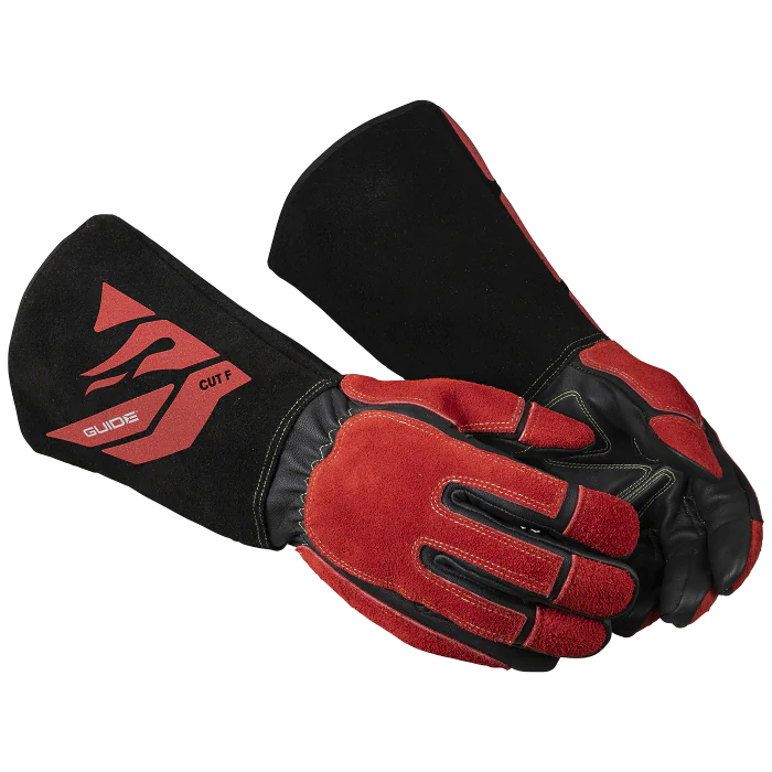 Guide Sveisehanske – Høy ytelse, kuttbeskyttelse, 3 Par (Svart/Rød, størrelser 7–12), SSK-356