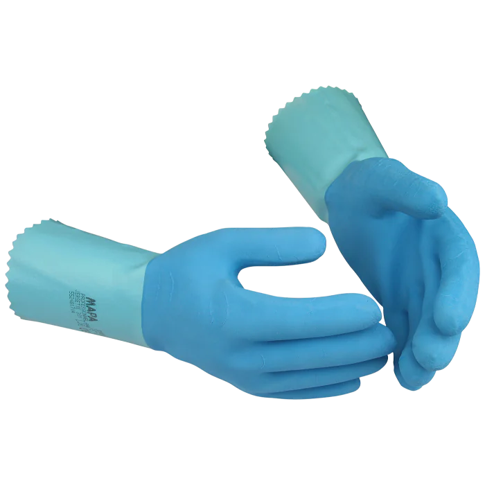 Mapa Kjemikaliehanske – Høy slitestyrke, godt grep (Blå, 5 Par, størrelser 6–10), SSK-505