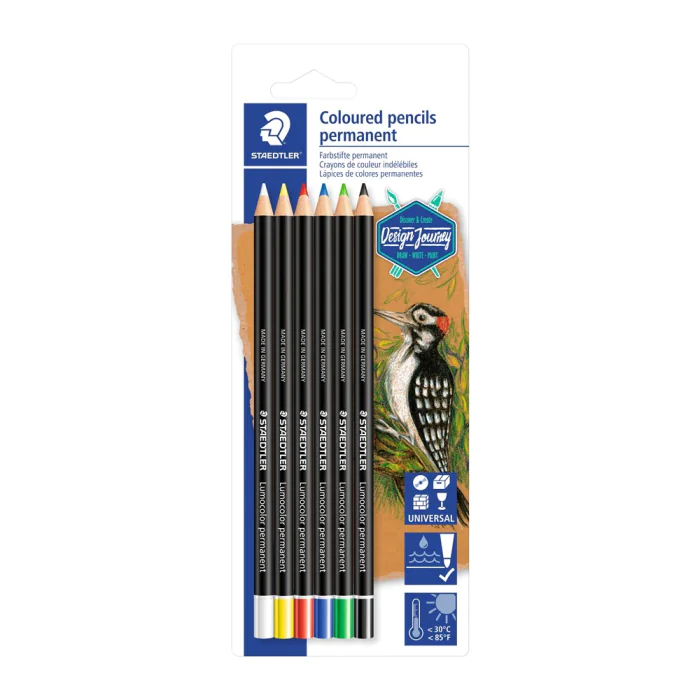 Staedtler Dry Marker Perm – Opaque Merking, Vannavstøtende (STA10820BK6C, 10 Eske)