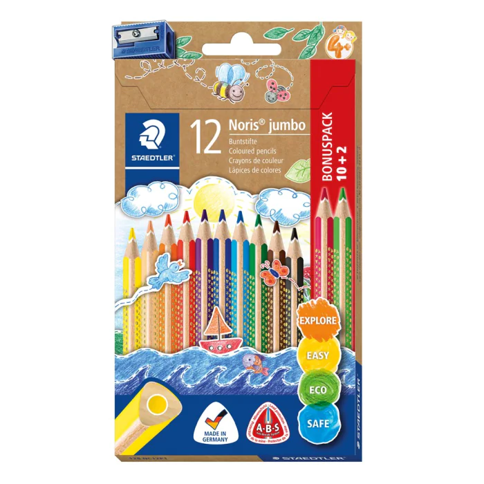 STAEDTLER Noris Club Jumbo trekantede fargeblyanter (assortert, 12-pakning), SDC-461