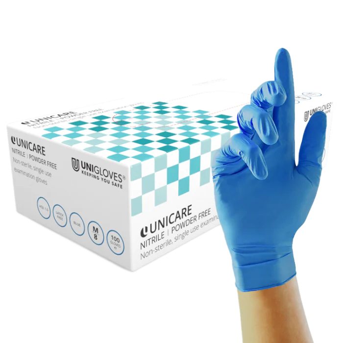 Unigloves Unicare Nitrile Hansker – Lettvekts nitrile, medisinsk, fargede, størrelse-XS til XL, 1000 Stykk, SUG-GS003X-04X