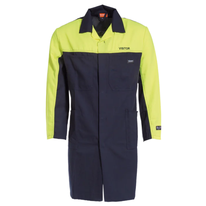 Tranemo Besøksfrakk – Flammehemmende, Komfortabel (Gul/marineblå, Størrelser XS-3XL),  1 Stykk, STN-593191
