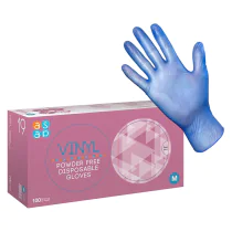 ASAP 40240 Blå vinylpulverfrie engangshansker, 1 pall, SAS-40240