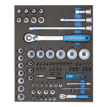 Gedore Blue Line, TS CT2-D19-D20, Sokkelsett 1/4 tomme+1/2 tomme In 2/4 Ct verktøymodul, 1 sett, SGD-2957191