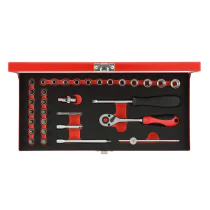 Gedore Red Line, R49014033, 32-stk stikkontaktsett 1/4 tommer, 4-13 mm, 1 sett, SGD-3300001