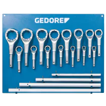 Gedore Blue Line, 2 minibanker, 19-stk ringnøkkelsett, 24-85 mm, 1 sett, SGD-6049250