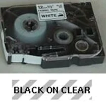 Brother TZe Tape – Holdbar, Allsidig Bruk (BROTZ111, Svart/Klar, 1 Eske)