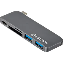 eSTUFF USB-C Slot-in Hub Pro (Grå, Sølv, Rosa, Space Grey), 1 Stykk, SEN-029