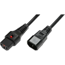 MicroConnect C13 IEC Lock til hann C14 strømkabel, 1-2m, 3 x 1,00mm2, svart, 1 Stykk, SEN-332
