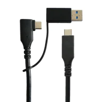 MicroConnect USB 3.2 Gen 1 vinklet USB-C til USB-C og USB-A adapter, 1m, aluminiumhus, bomullssleeve, 1 Stykk, SEN-438