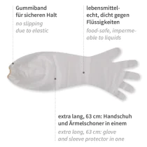 Hygostar CPE-hansker Grip Long med elastisk bånd, gjennomsiktig, 20 x 50 Stykk, SFM-263153