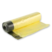 Hygoclean søppelsekker med snøring, 60l | HDPE, rull, gul-svart, 50 x 20 Stykk, SFM-32996