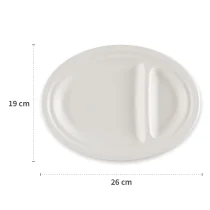 NATUREStar Økologiske menytallerkener, 2-rom, ovale | bagasse, hvit, 10 x 50 Stykk, SFM-410272