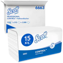Kimberly Clark Scott Control foldede håndklær 6663, 1-lags, interfold, FSC-Mix, hvit, 15 x 212 Stykk, SFM-TK6663