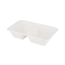 Green Box 2 rom 1000 ml rektangulære sukkerrør-menybrett, hvit, 500 stykker, SGB-DFC01296