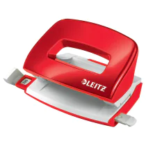 Leitz Mini Hullemaskin – Ergonomisk, Kompakt (LTZ50601026, Rød, 1 Eske)