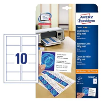 Avery Visittkort – FSC® Sertifisert, Høy Kvalitet ( C32010-10, Hvit, 1 Lommebok, 85 x 54 mm )