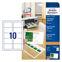 Avery Visittkort – Profesjonell Kvalitet, Rask Levering ( C32011-25, Hvit, 1 Lommebok, 85 x 54 mm )