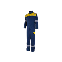 Bulldog Kjeledress – Flammehemmende, Høy Slitestyrke (Blå/Gul, Størrelser 42-68), SBD-5408